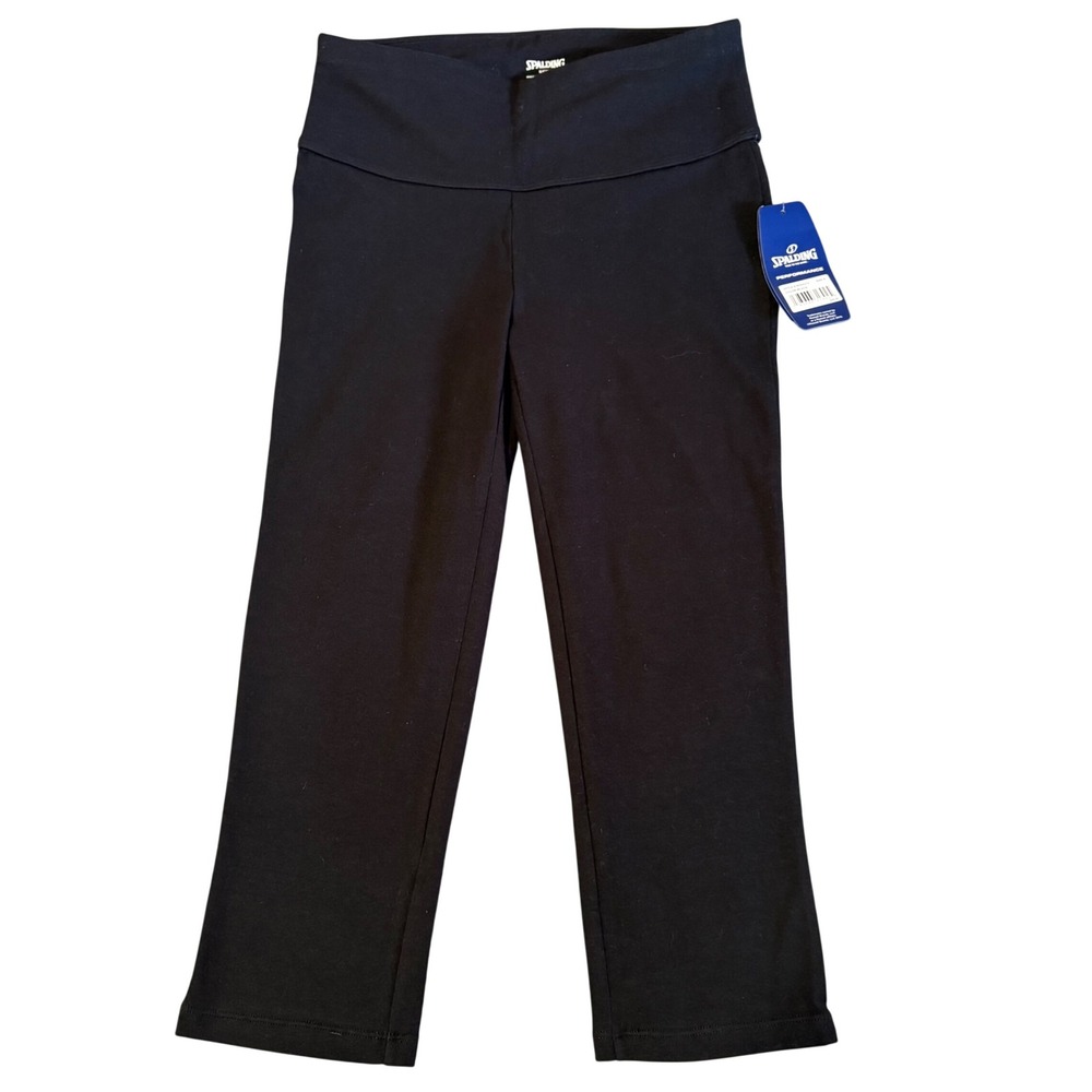 Spalding Performance Leggings Womens Small Black Capri High Waist RH5S372 NEW